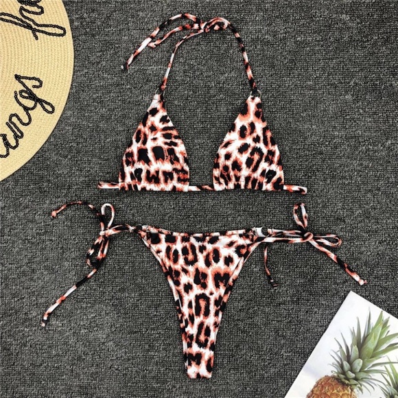 CLEARANCE Leopard Animal Print Triangle Bikini Swimsuit - Picture 7 of 7